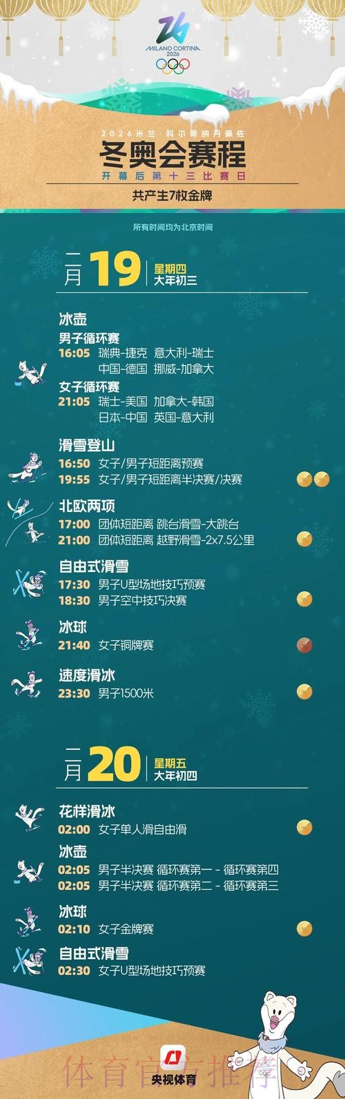 2026年冬奥会赛程全掌握！一键收藏，过年观赛不迷路！